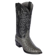 Western Genuine Ostrich Round Toe Boots Gray Color - Los Altos Boots - Side View
