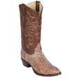 Western Genuine Ostrich Round Toe Boots Moka Color - Los Altos Boots - Side View