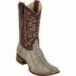 Western Genuine Ostrich Leg Skin WIde Square Toe Boots Rustic Oryx Color - Los Altos Boots - Side View 