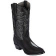 Western Genuine Stingray Single Stone Round Toe Boots Black Color - Los Altos Boots - Side View