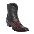 Men's Genuine Caiman Tail Skin European Square Toe Short Boots With Zipper Black Cherry Color - Los Altos Boots