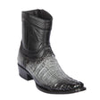 Men's Genuine Caiman Tail Skin European Square Toe Short Boots With Zipper Faded Gray Color - Los Altos Boots