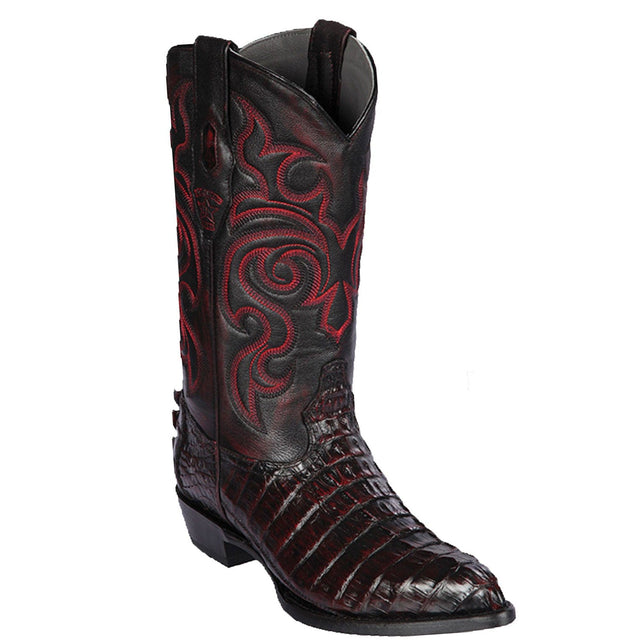 Western Genuine Caiman Tal Skin J Toe Boots Black Cherry Color - Los Altos Boots - SIde View 