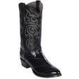 Western Genuine Eel Round Toe Boots Black Color - Los Altos Boots - Side View