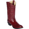 Western Genuine Eel Round Toe Boots Burgundy Color - Los Altos Boots - Side View