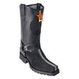 Western Genuine Stingray Skin Row Stone Biker Boots Black Color - Los Altos Boots - Side View