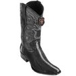 Western Genuine Stingray Skin Row Stone European Square Toe Boots Black Color - Los Altos Boots - Side View