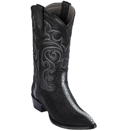 Western Genuine Stingray Row Stone J Toe Boots Black Color - Los Altos Boots - Side View
