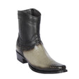 Men's Genuine Teju Lizard Skin European Square Toe Short Boots With Zipper Faded Gray Color - Los Altos Boots