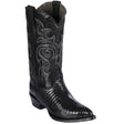 Western Genuine Teju Lizard Skin J Toe Boots Black Color - Los Altos Boots - Side View