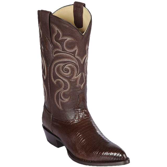 Western Genuine Teju Lizard Skin J Toe Boots Brown Color - Los Altos Boots - Side View