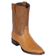 Western Genuine Teju Skin Roper Toe Boots Antique Saddle Color - Los Altos Boots - Side View 