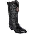Western Genuine Teju Lizard Round Toe  Boots Black Color - Los Altos Boots - Side View