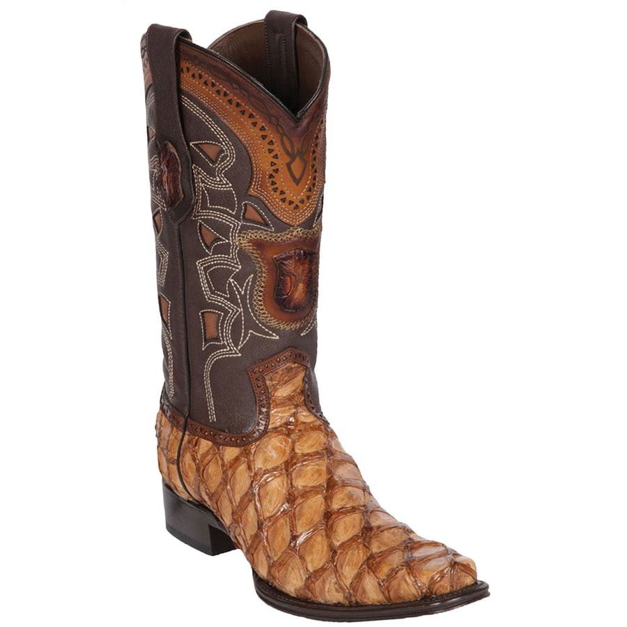 Men's Los Altos Genuine Monster Fish Leather Square Toe Boots - Blue