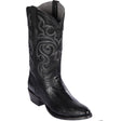 Western Genuine Ostrich Leg Round Toe Boots Black Color - Los Altos Boots - Side View