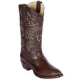 Western Genuine Ostrich Leg Round Toe Boots Brown Color - Los Altos Boots - Side View