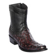 Men's Genuine Ostrich Skin European Square Toe Short Boots With Zipper Black Cherry Color - Los Altos Boots
