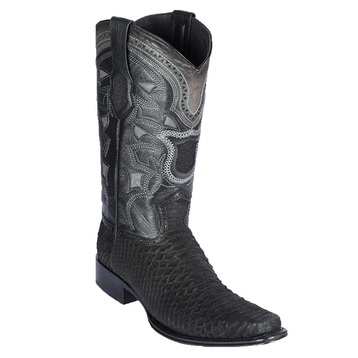 Men's Genuine Python Skin European Square Toe Boots Nobuck Black Color ...