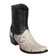 Men's Genuine Python Skin European Square Toe Short Boots With Zipper Natural Color - Los Altos Boots