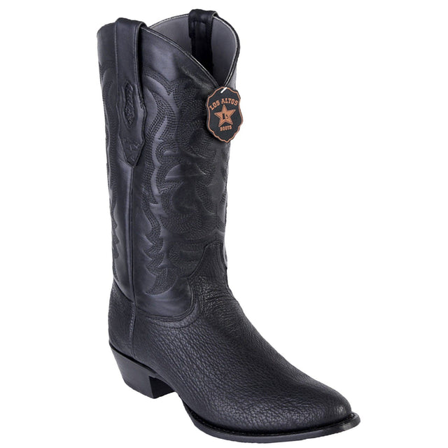 Western Genuine Shark Round Toe Boots Black Color - Los Altos Boots - Side View