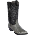 Western Genuine Ostrich Skin J Toe Boots Gray Color - Los Altos Boots - Side View