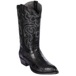 Western Genuine Ostrich Leg Skin J Toe Boots Black Color - Los Altos Boots - Side View