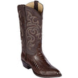 Western Genuine Ostrich Leg Skin J Toe Boots Brown Color - Los Altos Boots - Side View