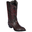 Western Genuine Ostrich Leg Skin J Toe Boots Black Cherry Color - Los Altos Boots - Side View