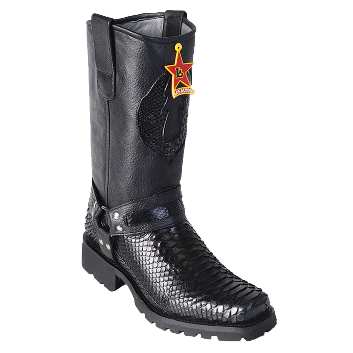 Men's Genuine Python Skin Biker Boots - Los Altos Boots – NewWestBoots.com
