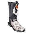 Western Genuine Python Skin Biker Boots Natural Color - Los Altos Boots - Side View