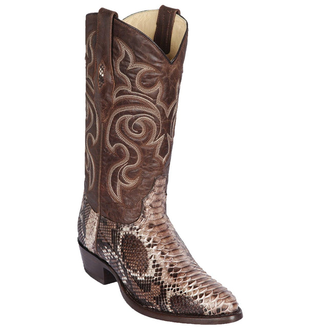 Western Genuine Python Round Toe Boots Rustic Brown Color - Los Altos Boots - Side View