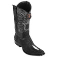 Western Genuine Stingray Skin Single Stone European Square Toe Boots Black Color - Los Altos Boots - Side View