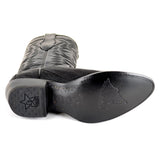 Western Genuine Stingray Single Stone Round Toe Boots Black Color - Los Altos Boots - Sole View