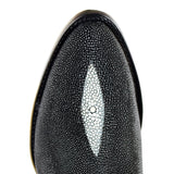 Western Genuine Stingray Single Stone Round Toe Boots Black Color - Los Altos Boots - Toe View