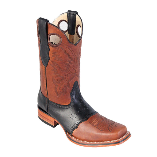 Los Altos Boots Leather Cowboy Boots Original Cowhide Leather Skin Rodeo Toe Boot LAB-8142751