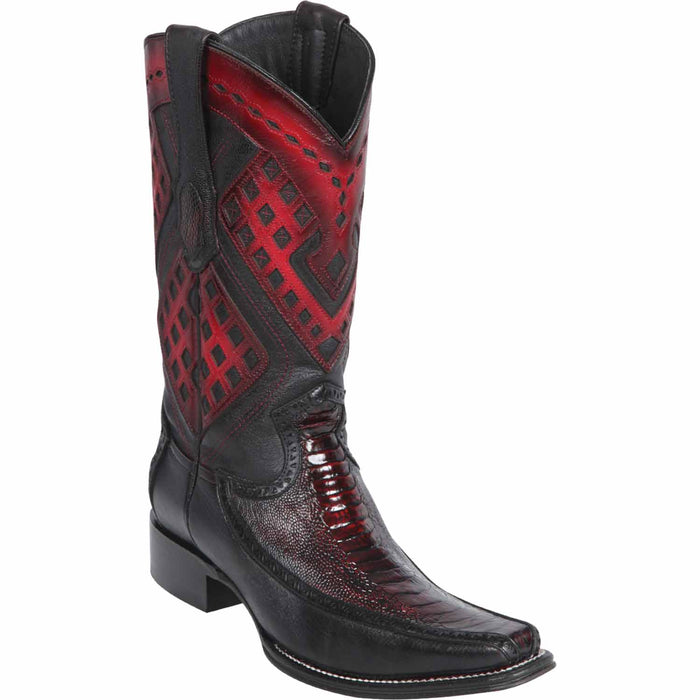 Wild West Boots Boots 6 Men's Wild West Ostrich Leg with Deer Skin Square Toe Boot 276F0518