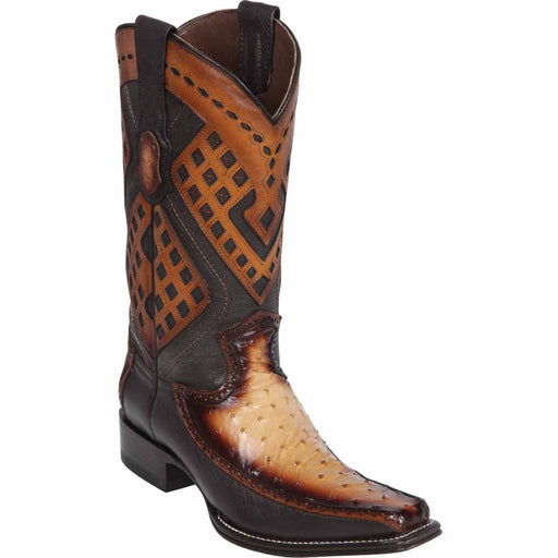 Wild West Boots Boots 6 Men's Wild West Ostrich with Deer Skin Square Toe Boot 276F0315