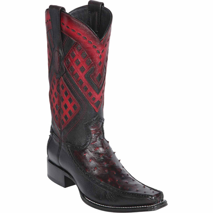 Wild West Boots Boots 6 Men's Wild West Ostrich with Deer Skin Square Toe Boot 276F0318