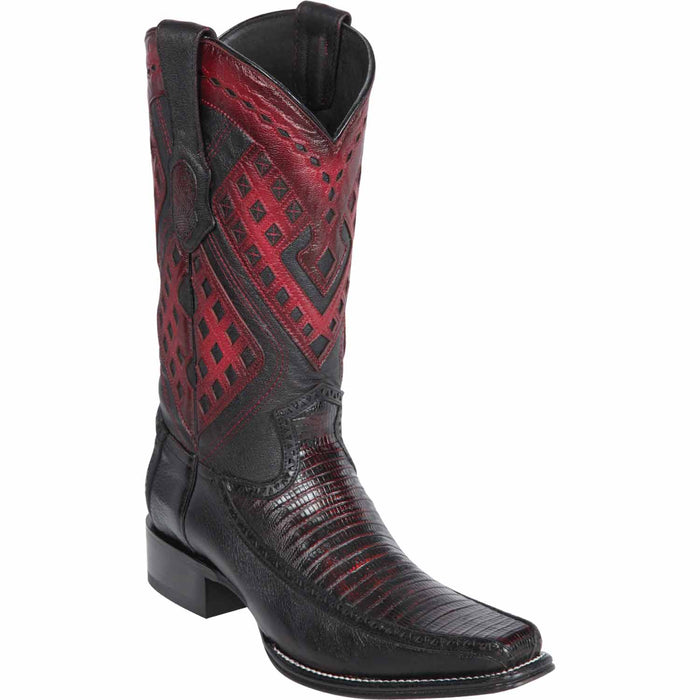 Wild West Boots Boots 6 Men's Wild West Teju Lizard with Deer Skin Square Toe Boot 276F0718